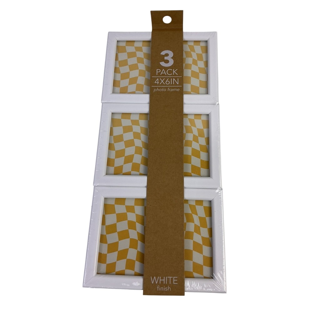 Harbortown Industries 3 Pack 4x6in White Finish Photo Frames Checkerboard Insert